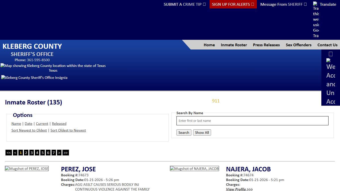 Inmate Roster - Current Inmates Booking Date Descending - Kleberg County Sheriff