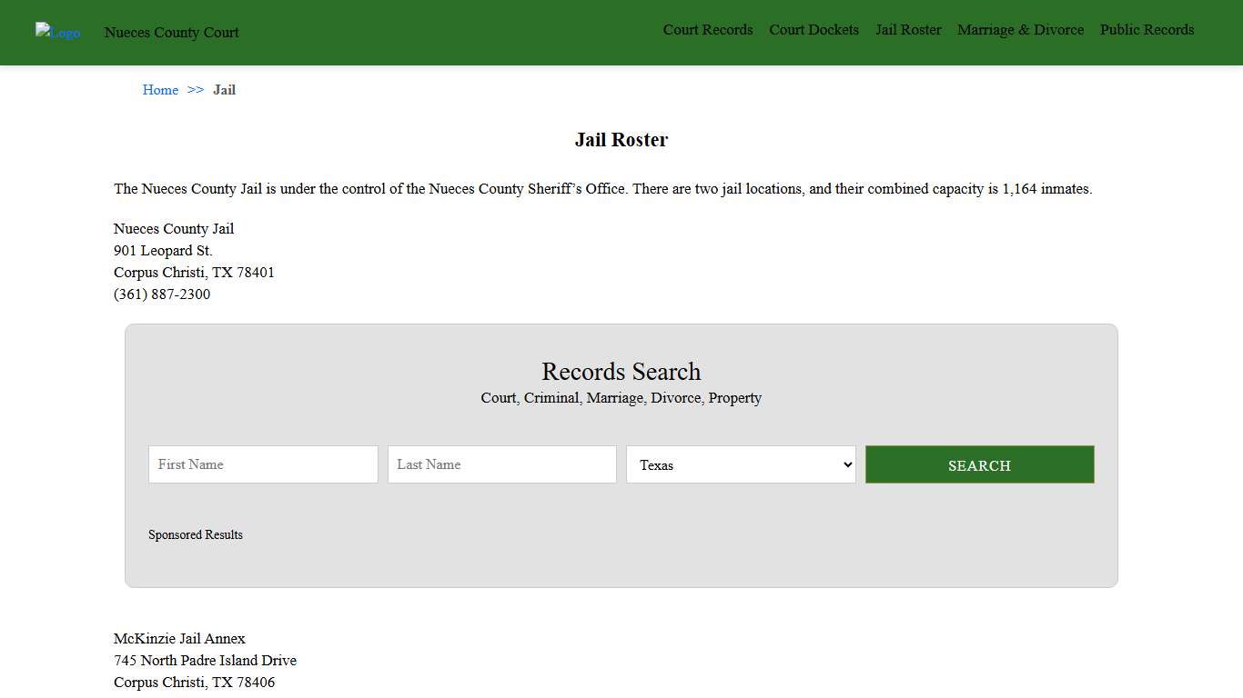 Jail Roster | Nueces County Court